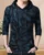 T410 Men Printed Hooded Neck Cotton Blend Blue, Black T-Shirt