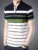 Men Striped Polo Neck Cotton Blend White, Green, Blue T-Shirt