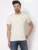 Men Solid Round Neck Pure Cotton Beige T-Shirt