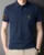 Men Solid Polo Neck Cotton Blend Navy Blue T-Shirt